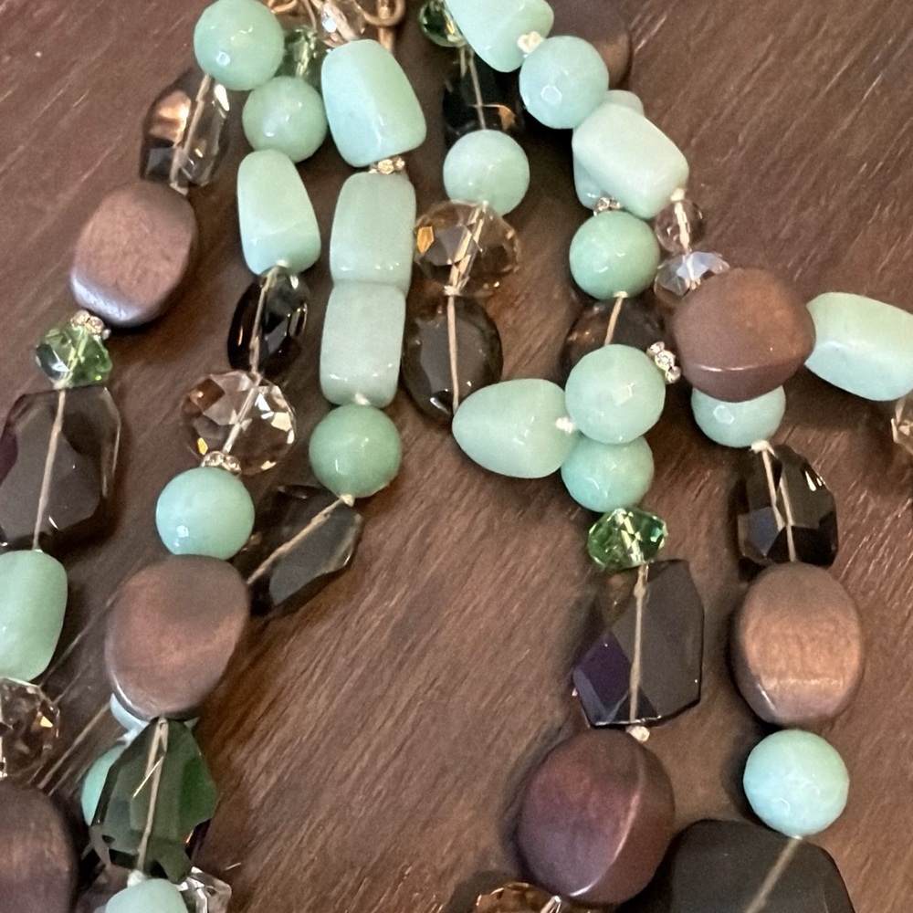 Stella & Dot Green and Brown Beaded Necklace